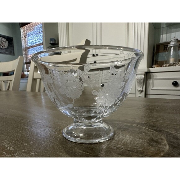 Vintage Fostoria "Willowmere" Etched Flowers Glass Tea Cup Made In The USA - Picture 3 of 7